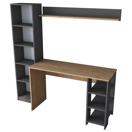 Giga Meubel - Bureau Walnoot|Antraciet Hout - 160x45x161,8cm - Fakili Bruin