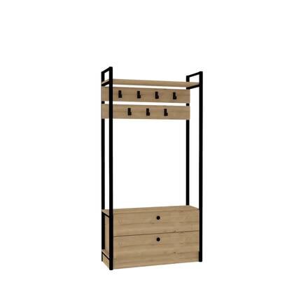 Giga Meubel - Garderobemeubel Naturel Hout - 90x33x180cm - Manolya Bruin