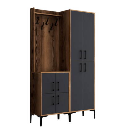 Giga Meubel - Garderobemeubel Walnoot|Antraciet Hout - 200cm - Berlin Grijs