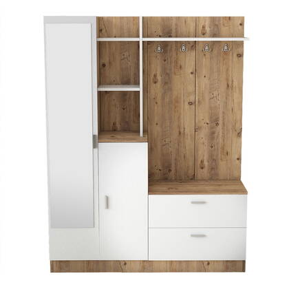 Giga Meubel - Garderobemeubel Naturel|Wit Hout - 140cm - Didim
