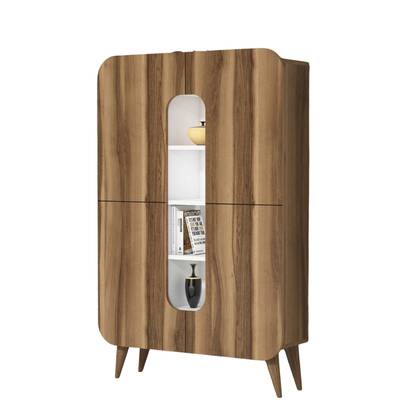 Giga Meubel - Wandkast Walnoot|Wit Hout - 93x32x144cm - Mine