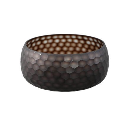 PTMD Eboney Brown Bowl Shaped Glass Vase Circle Pattern Bruin