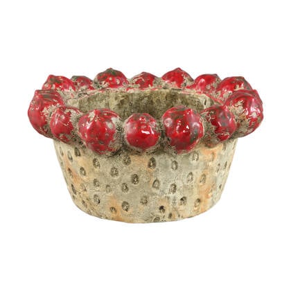 PTMD Fruitsy Red Round Terra Bowl Strawberries Edge L Rood