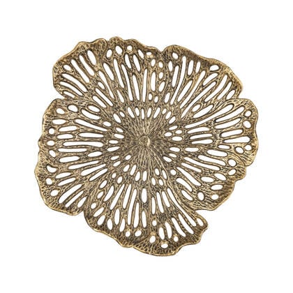 PTMD Ryhann Brass Casted Alu Flower Wall Deco Bowl L Goud