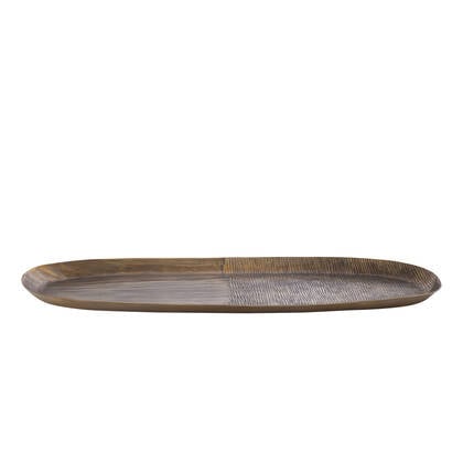 PTMD Jowad Antique Gold Alu Sheet Bowl Ribbed Oval L Goud