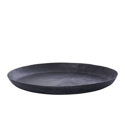 PTMD Jowad Graphite Alu Sheet Bowl Ribbed Round L Grijs
