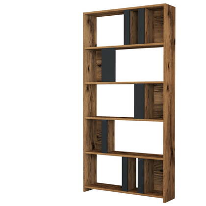 Giga Meubel - Boekenkast Walnoot|Antraciet Hout - 90x20x180cm - Lima Grijs