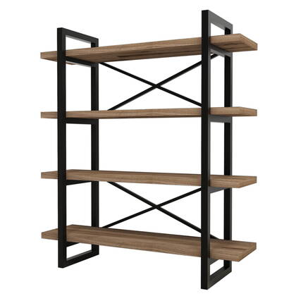 Giga Meubel - Boekenkast Zwart|Walnoot - 106x33x120cm - Makro Bruin
