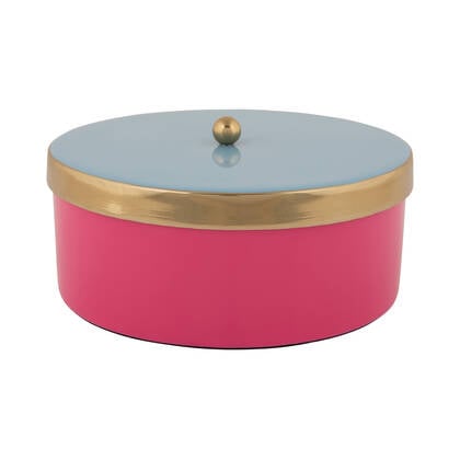 Present Time - Opbergbox Double Funky Medium - Bright pink & Soft blue Roze