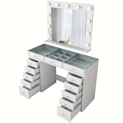 Giga Meubel - Kaptafel Wit|Glas - Incl. Spiegel - 120cm - Beyas