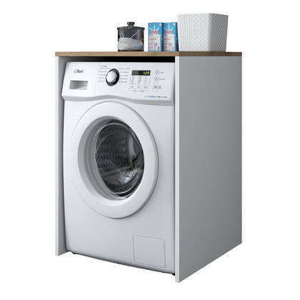 Giga Meubel - Wasmachinekast Wit|Naturel Hout - 65x60x91,8cm - Kad