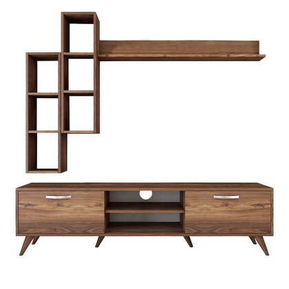 Giga Meubel - Tv-meubel + Wandschap Walnoot Hout - 180cm - Zafer Bruin