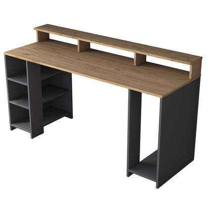 Giga Meubel - Bureau Walnoot|Antraciet Hout - 160x55x89,5cm - Aktas Bruin