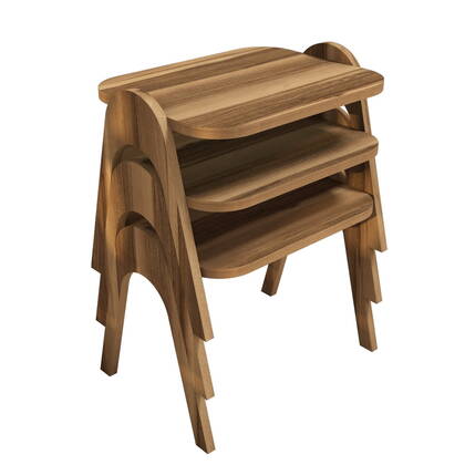 Giga Meubel - Bijzettafel Walnoot - Set Van 3 - 49x35,5x42cm - Paris Bruin