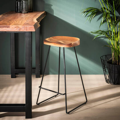 Fraaai Larissa barstoel houten zitting - massief acacia naturel Crème