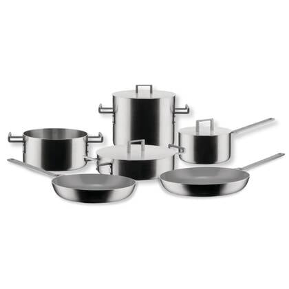 Alessi Pannenset Convivio + Koekenpannenset - ø 24 en 28 cm - 9 Delig
