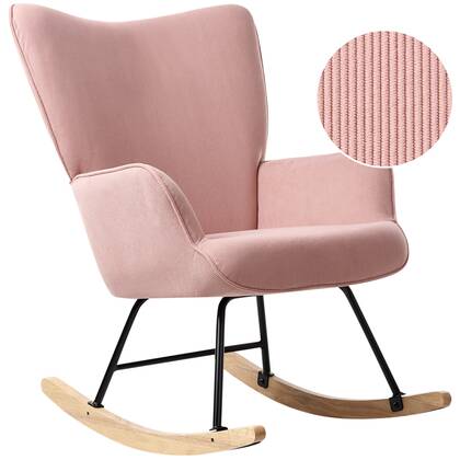 Beliani - ARSET - Schommelstoel - Roze - Bouclé