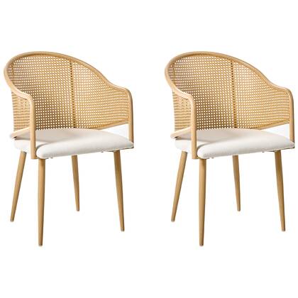 Beliani-WEIMAR-Eetkamerstoel set van 2-Licht|Wit-Polyester Bruin