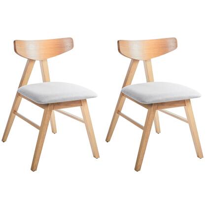Beliani-LACOTA-Eetkamerstoelen set 2-Licht|Lichtgrijs-Rubberhout Bruin
