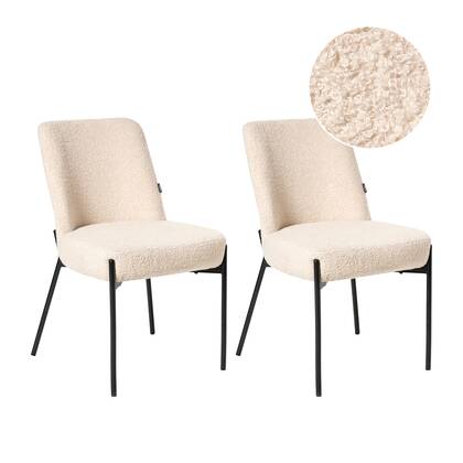 Beliani - MALIN - Eetkamerstoel set van 2 - Licht - Bouclé Beige