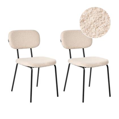 Beliani - ADAIR - Eetkamerstoel set van 2 - Beige - Bouclé