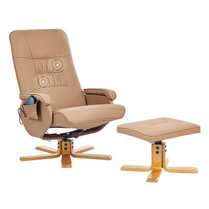 Beliani-RELAXPRO-Relaxfauteuil met voetenbank-Licht-Kunstleer Bruin