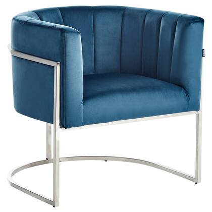 Beliani - LARVIK - Fauteuil - Blauw - Fluweel