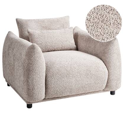 Beliani - JAMSA - Fauteuil - Taupe - Bouclé Beige
