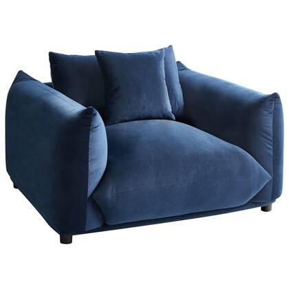 Beliani - LUVOS - Fauteuil - Donker - Fluweel Blauw