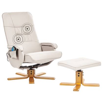 Beliani-RELAXPRO-Relaxfauteuil met voetenbank-Licht-Kunstleer Beige
