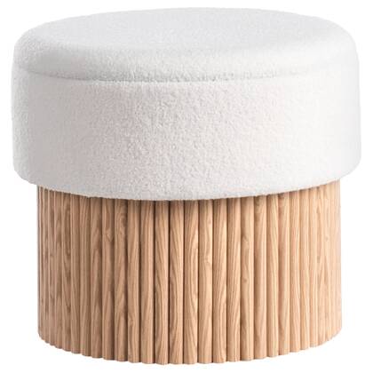 Beliani - RICHEY - Opbergpoef - Off-white - Bouclé Wit