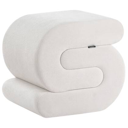 Beliani - ARCADIA - Poef - Gebroken - Chenille Wit