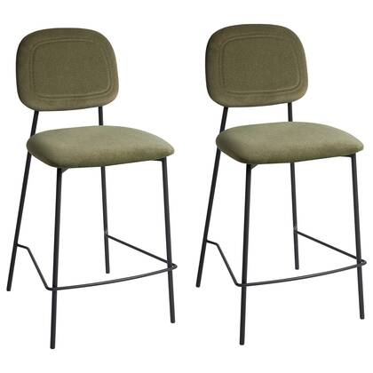 Beliani - DUETTE - Barkruk set van 2 - Olijf - Fluweel Groen