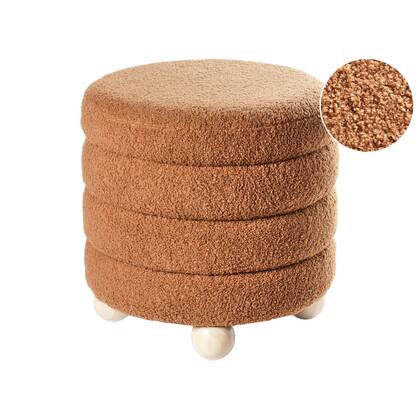 Beliani - CHILLY - Poef - Goud - Bouclé Bruin