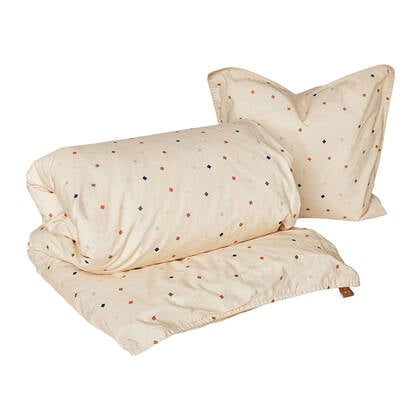 OYOY MINI Konfetti Dekbedovertrek - Baby Crème, Multicolor