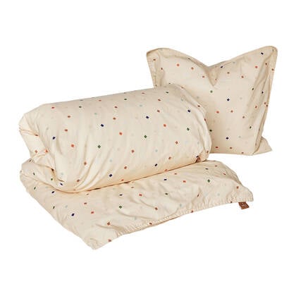 OYOY MINI Konfetti Dekbedovertrek - Junior Crème, Multicolor