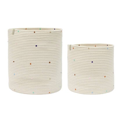 OYOY MINI Konfetti Opbergmanden - Set van 2 Crème, Multicolor