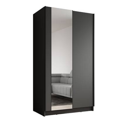 Meubella - Kledingkast Salta - Zwart - 100 cm - Met spiegel