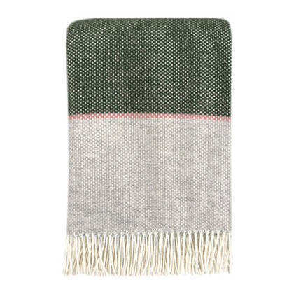 Malagoon Festivity Wool Plaid - Dawn Pink Groen, Roze, Wit, Grijs