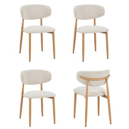 Celia - Eetkamerstoelen Set van 4 - Beige Naturel Crème