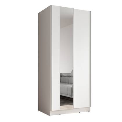 Meubella - Kledingkast Salta - Wit - 80 cm - Met spiegel