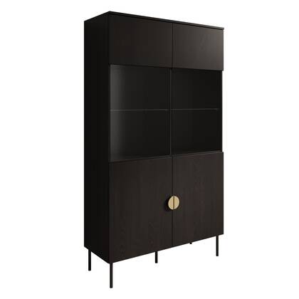 Meubella - Vitrinekast Monor - Zwart eiken - 107 cm