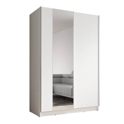 Meubella - Kledingkast Salta - Wit - 120 cm - Met spiegel