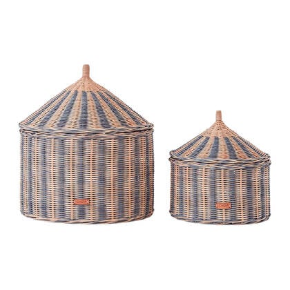 OYOY MINI Circus Opbergmanden - Set van 2 Blauw, Bruin