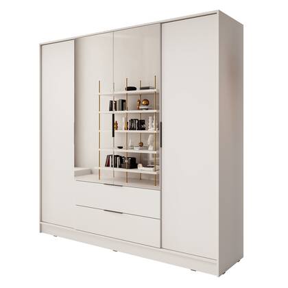 Meubella - Kledingkast Kaelum - Beige - 206 cm - Met spiegel