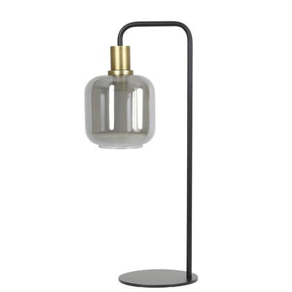Light & Living Tafellamp Lekar - Antiek Brons|Smoke Glas - Ø18x57,5 cm afbeelding