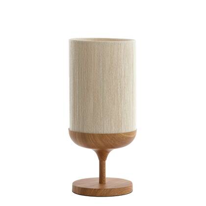 Light&living Tafellamp Ø22,5x50 cm DANIA hout print naturel+touw crème afbeelding