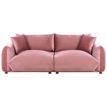 Beliani - LUVOS - Driezitsbank - Roze - Fluweel