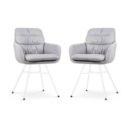 Nolon Noa-Mia Eetkamerstoelen Set van 2 - Grijs - Witte Poten