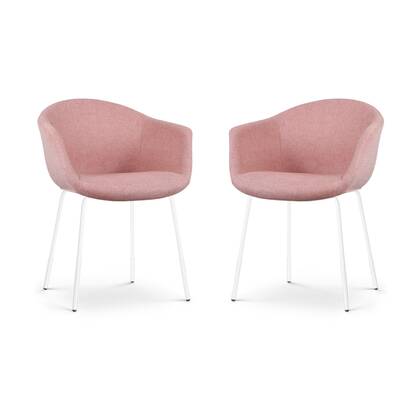Nolon Nora-Otis Eetkamerstoelen Set van 2 - Zacht Roze - Witte Poten
